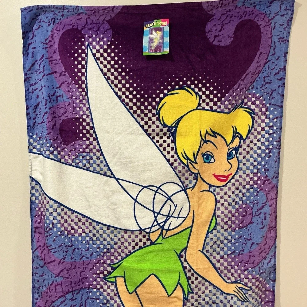 Vintage Disney Tinker‎ Bell Peter Pan Beach Bath Towel Brazil New With Tags